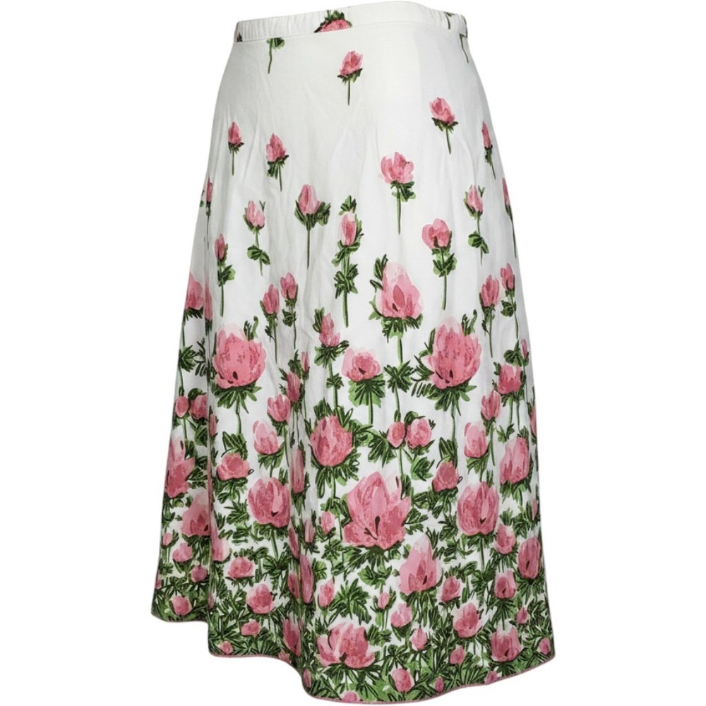 Speechless Size 9 A-Line Skirt White Pink Rosette Floral Coastal Modest‎ Euro